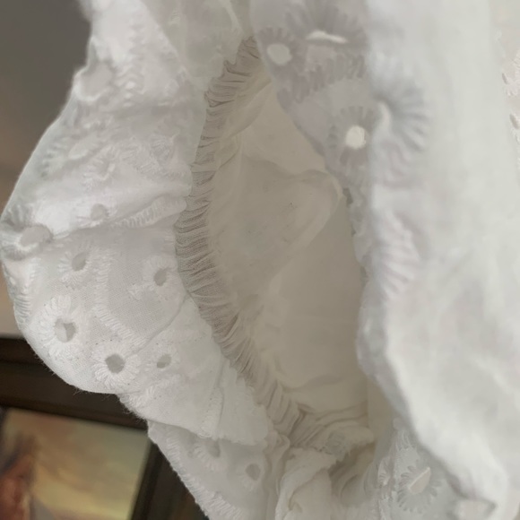 Meadow Rhodes Eyelet Tiered Maxi Dress Puff Short Sleeve Shirred Back NWT - Picture 2 of 12